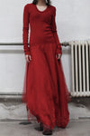 Marc Le Bihan Fake Two-piece Dress Series Three-layer Gauze Silk Skin-friendly Hand-made Plant Dyeing Daily MLB-2832-HONG Red